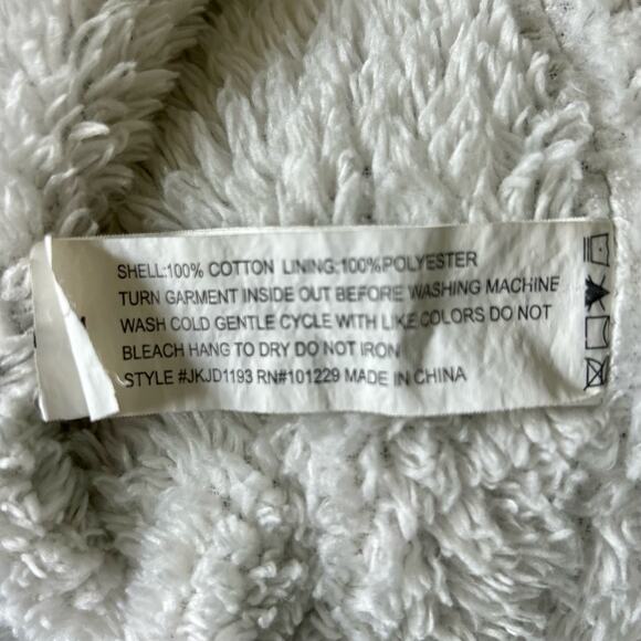 Ashley Vintage Charm Crop Sherpa lined denim jean hooded western jacket Medium - Picture 10 of 11